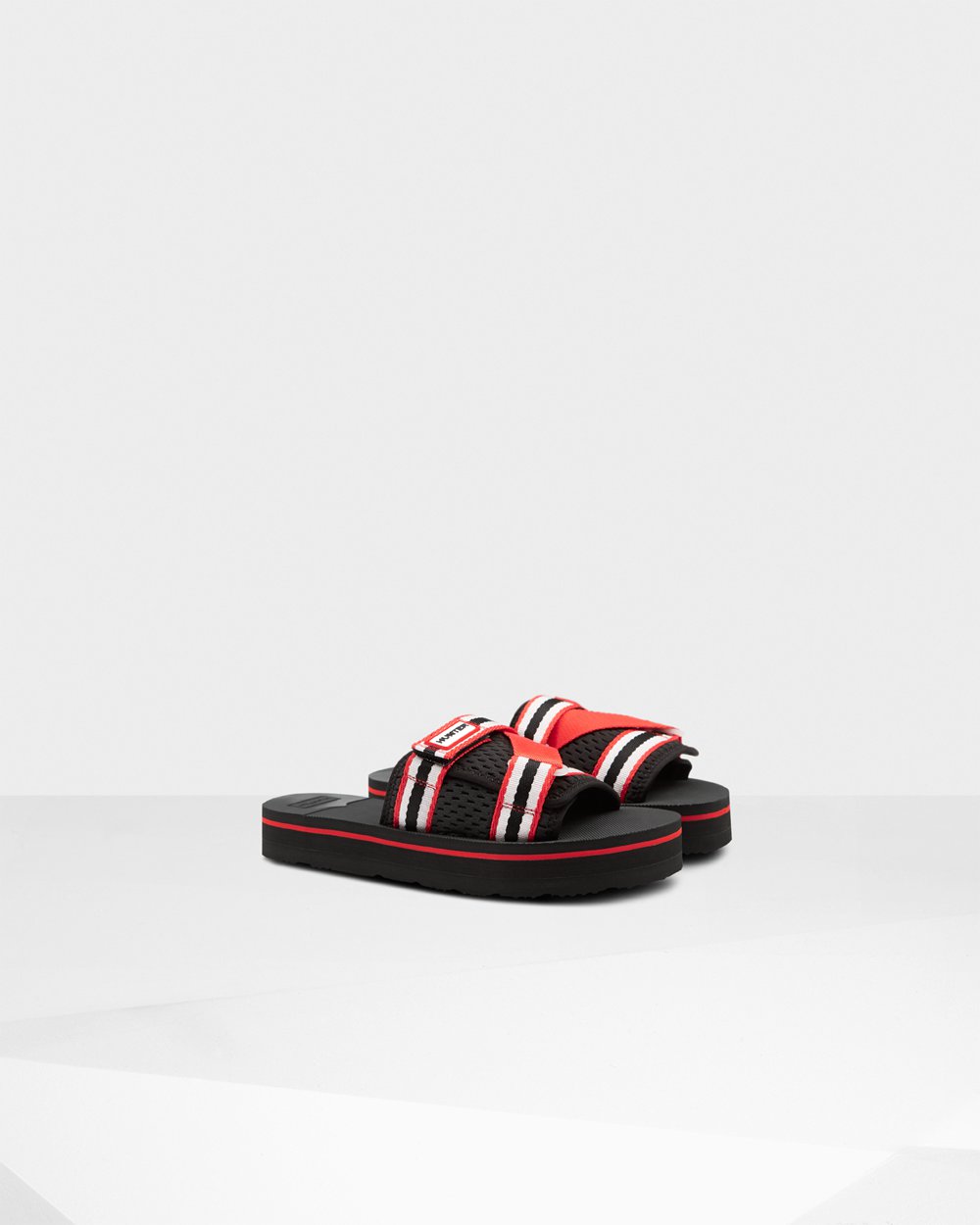 Women Hunter Original Flatform Beach | Slides Black/White/Red | NZ-92453-VMLN